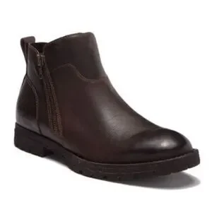 Born Dark Brown Ludo Leather Zip Boots NEW BORN LUDO DISTRESSED BROWN LEATHER ANKLE BIKER MOTO ZIP  main image 3